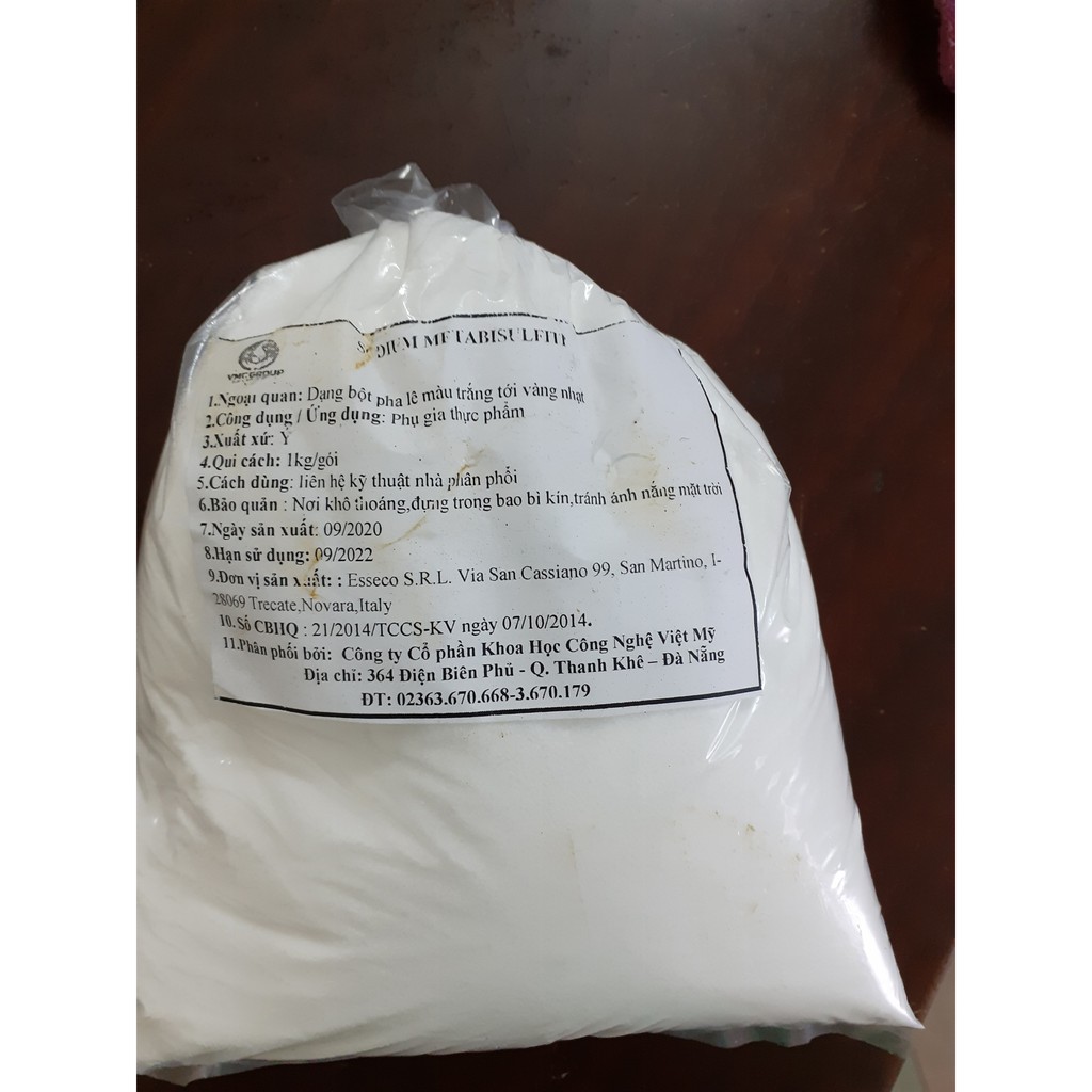 GÓI 1kg SODIUM METABISULFITE _ NA2S2O5 _ PHỤ GIA TẨY TRẮNG