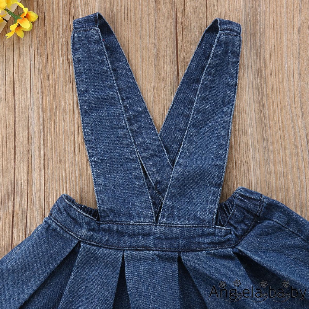 Chân váy 2 dây vải Denim kiểu công chúa dễ thương cho bé gái