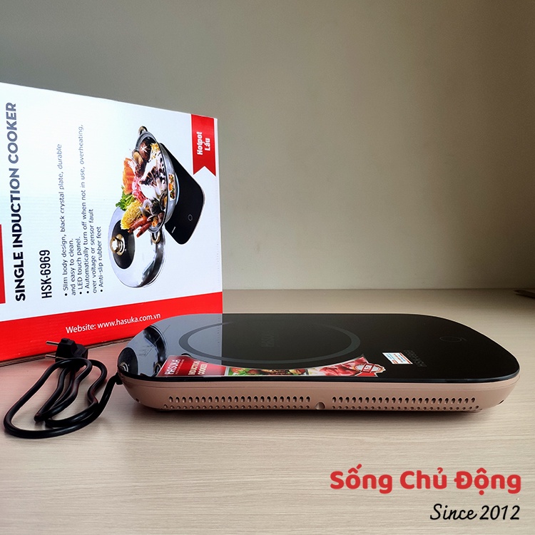 Bếp từ đơn mặt kính cường lực full cảm ứng mượt mà như iphone đi kèm nồi lẩu xửng hấp inox 32cm