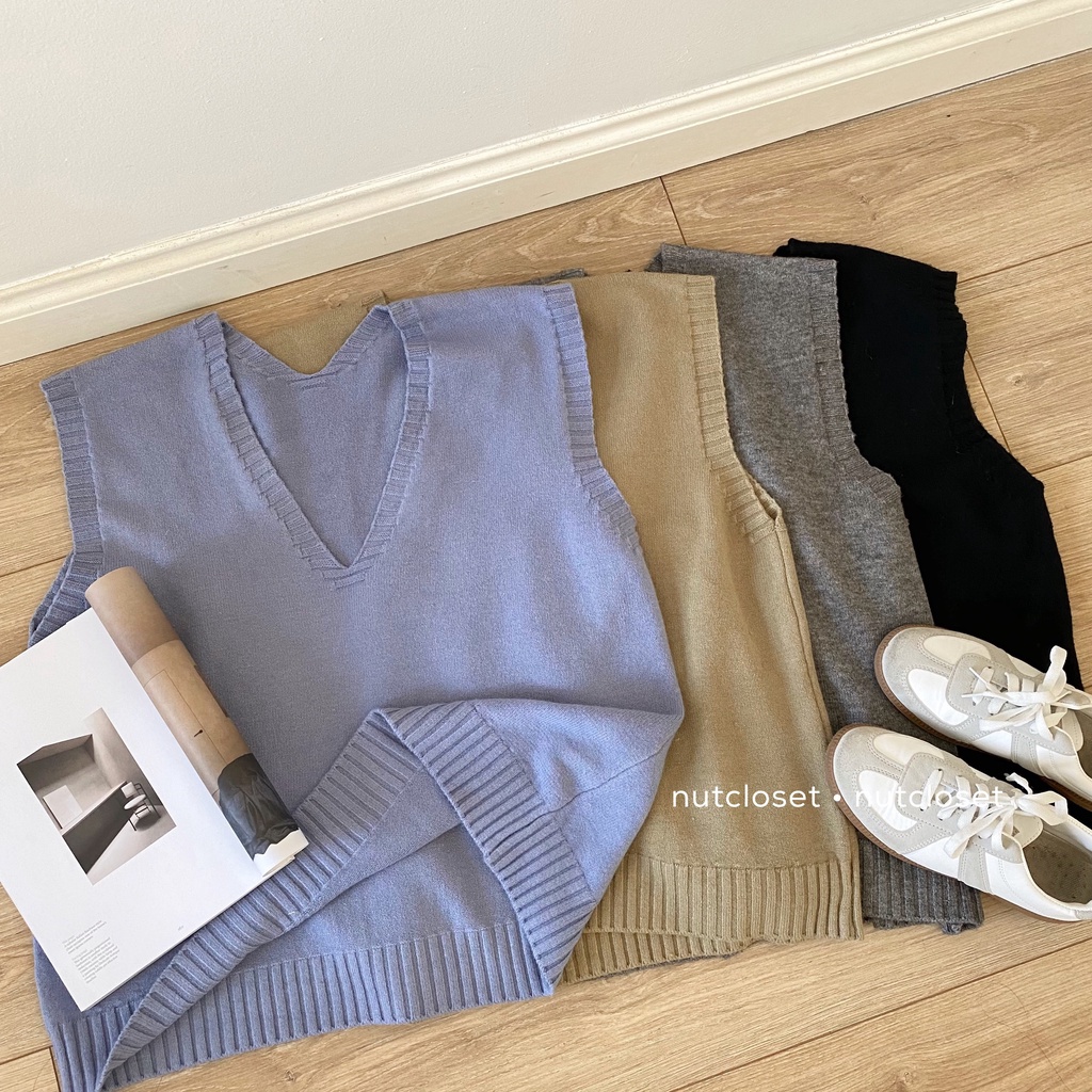 Áo gile len cổ V viền cổ _ A0275 | BigBuy360 - bigbuy360.vn