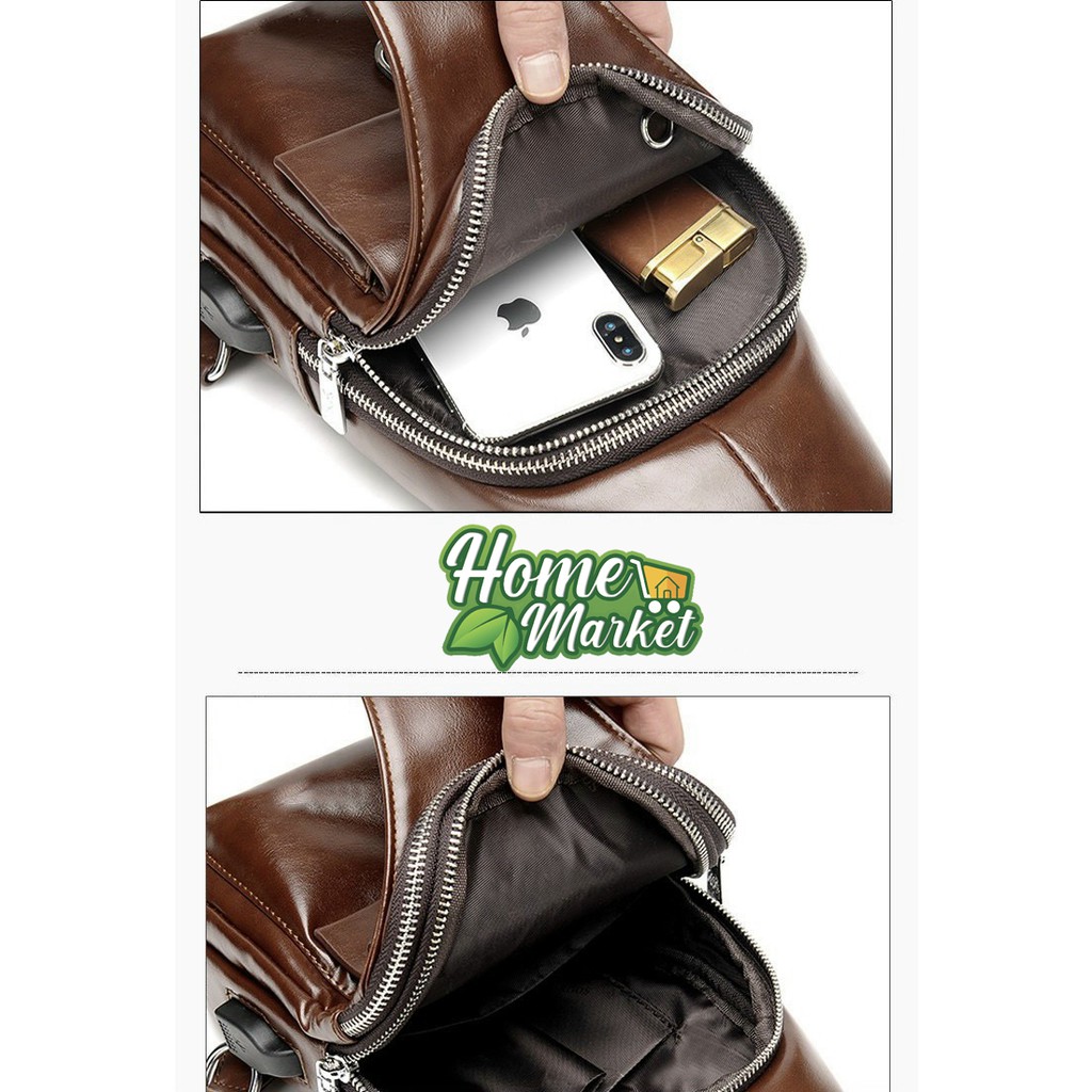 ( Hàng Hot )Túi đeo chéo nam thời trang da trơn cao cấp chống thấm nước phong cách thời trang | BigBuy360 - bigbuy360.vn