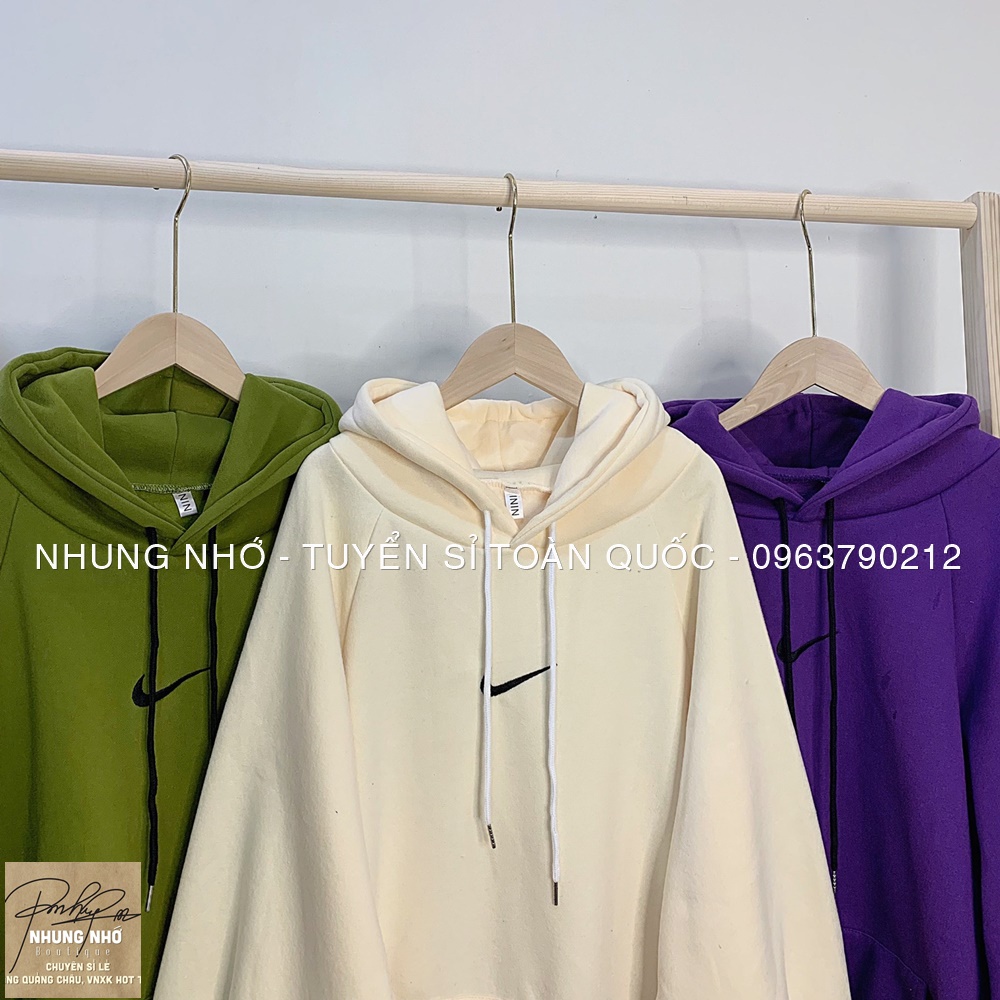 Áo nỉ mũ hoodies thêu hình N K form unisex hàng Quảng Châu to rộng A2007N Nhung Nhớ