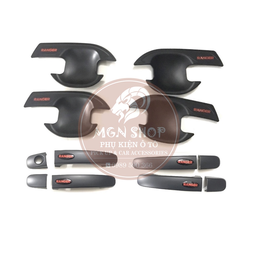 [Ốp tay nắm cửa] [Ốp hõm cửa] [Ford Ranger 2015 - 2021] [màu đen / màu bạc]