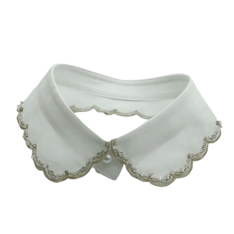 Vòng Cổ Choker Vải Organza Thêu Họa Tiết Trang Trí Hạt Gợn Sóng Thời Trang Cho Nữ