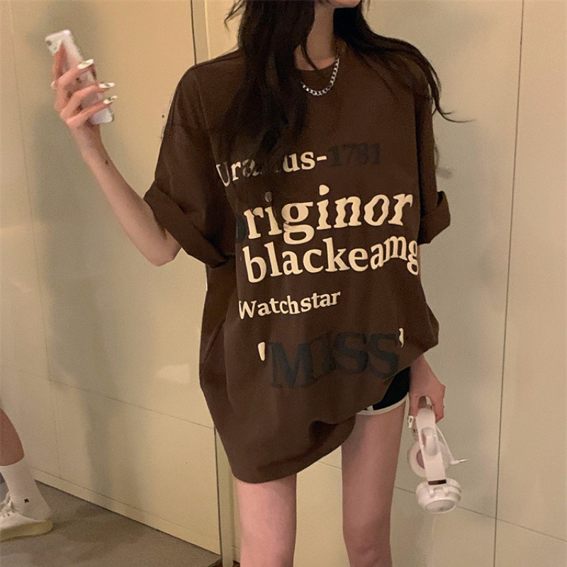 Áo Thun Tay Ngắn Dáng Rộng Hoạ Tiết In Hợp Thời Trang Cho Nữ