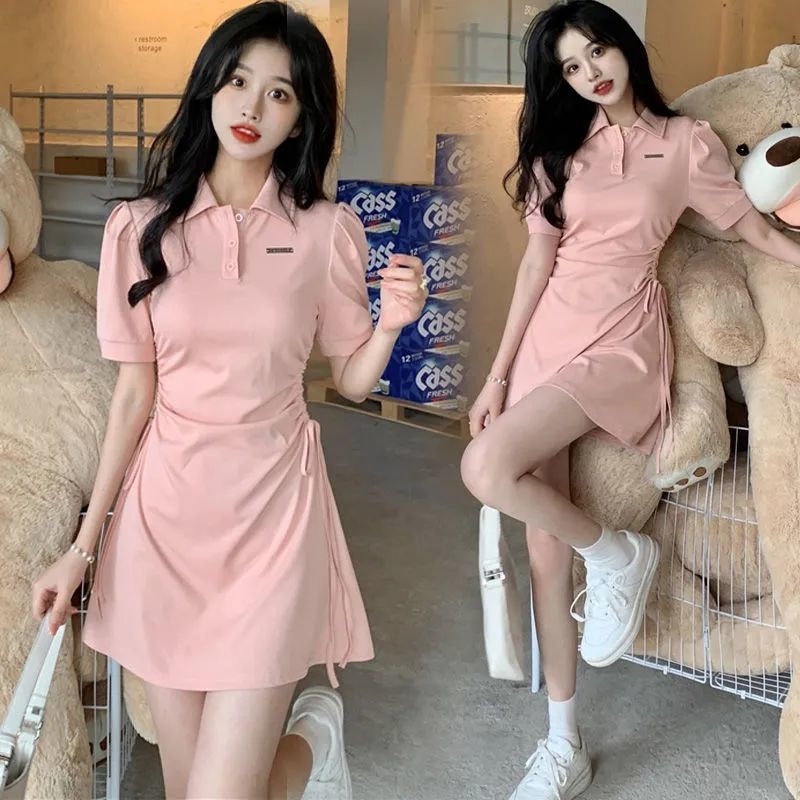 Đầm Polo Ngắn Tay Dáng Ôm Phối Dây Rút Thiết Kế Mới Thời Trang Mùa Hè Cho Nữ 2022