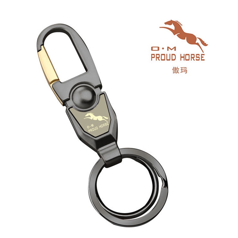 Móc khóa PROUD HORSE móc chìa khóa ô tô xe máy gài thắt lưng cao cấp chất liệu thép không gỉ E661