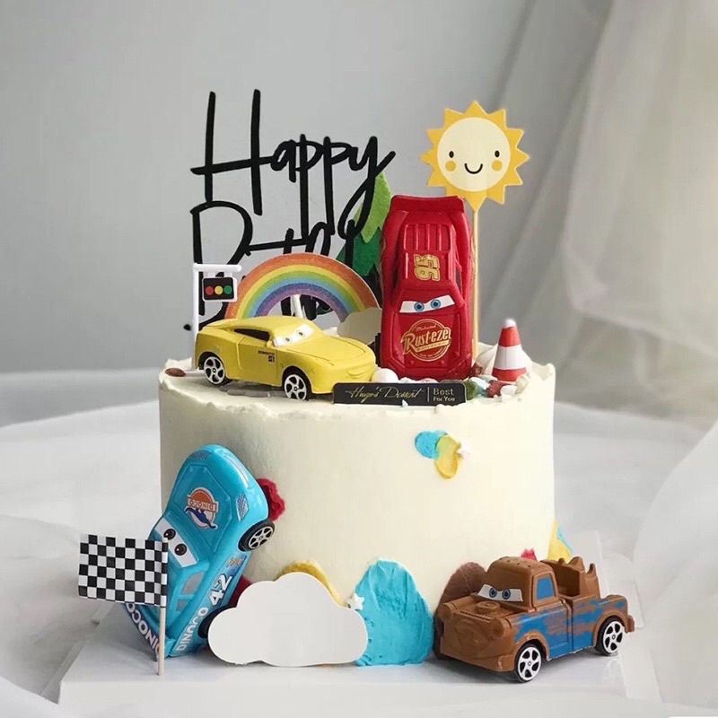 Phụ kiện trang trí bánh kem, bánh sinh nhật-sét ô tô