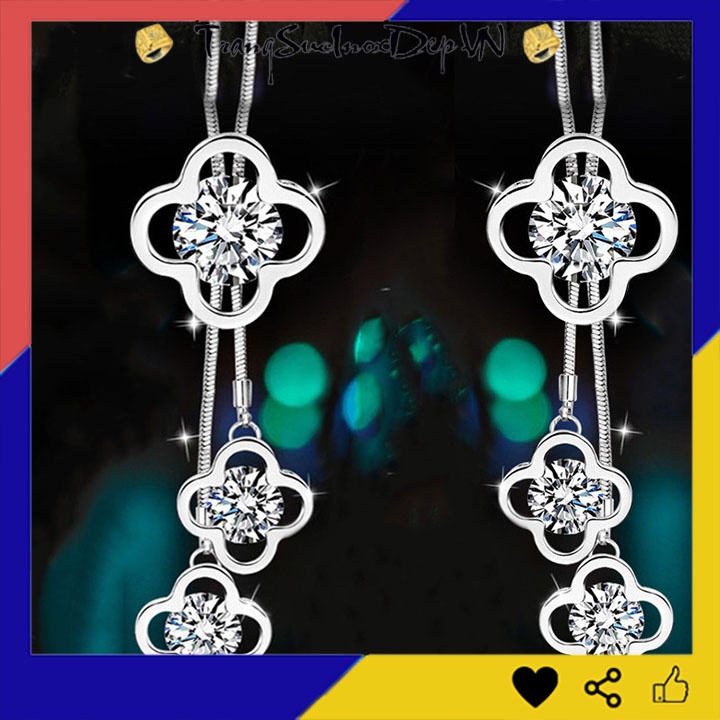 Dây chuyền nữ phong cách Hàn Quốc rớt bông hoa 4 cánh kiểu dài siêu đẹp, hợp thời trang, mang phong cách, dễ phối đồ