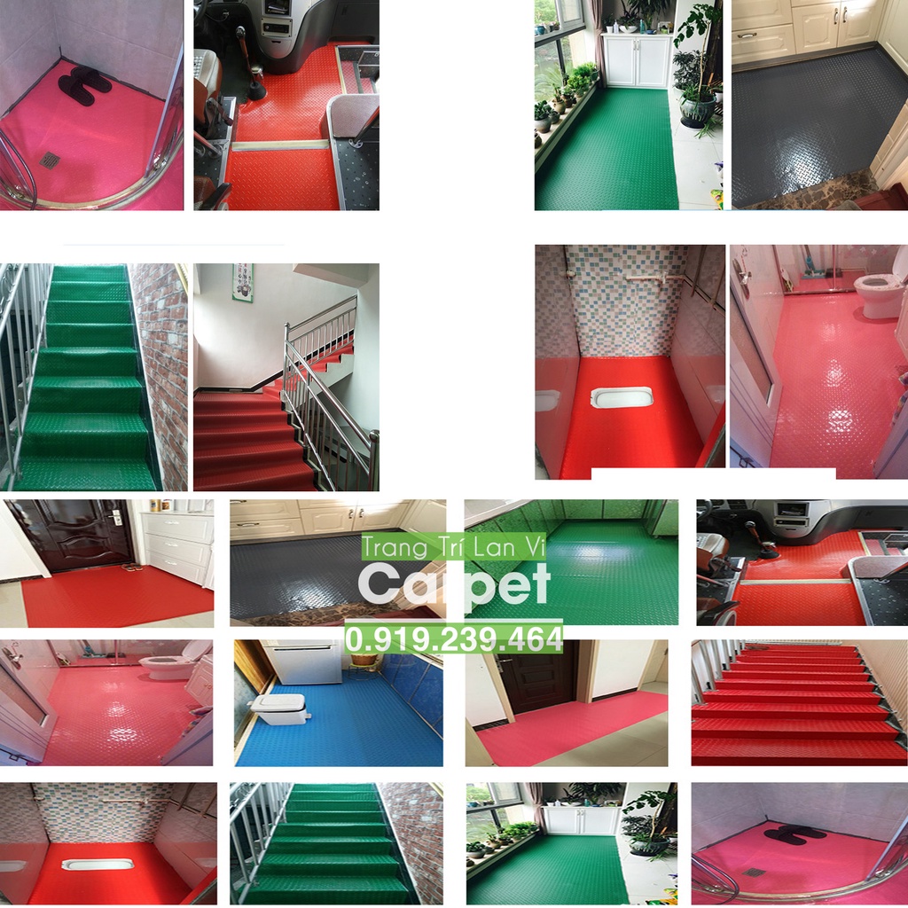 Thảm nhựa que diêm chống trơn trượt cho sàn nhà nhiều màu dày 2mm khổ rộng 1.2m