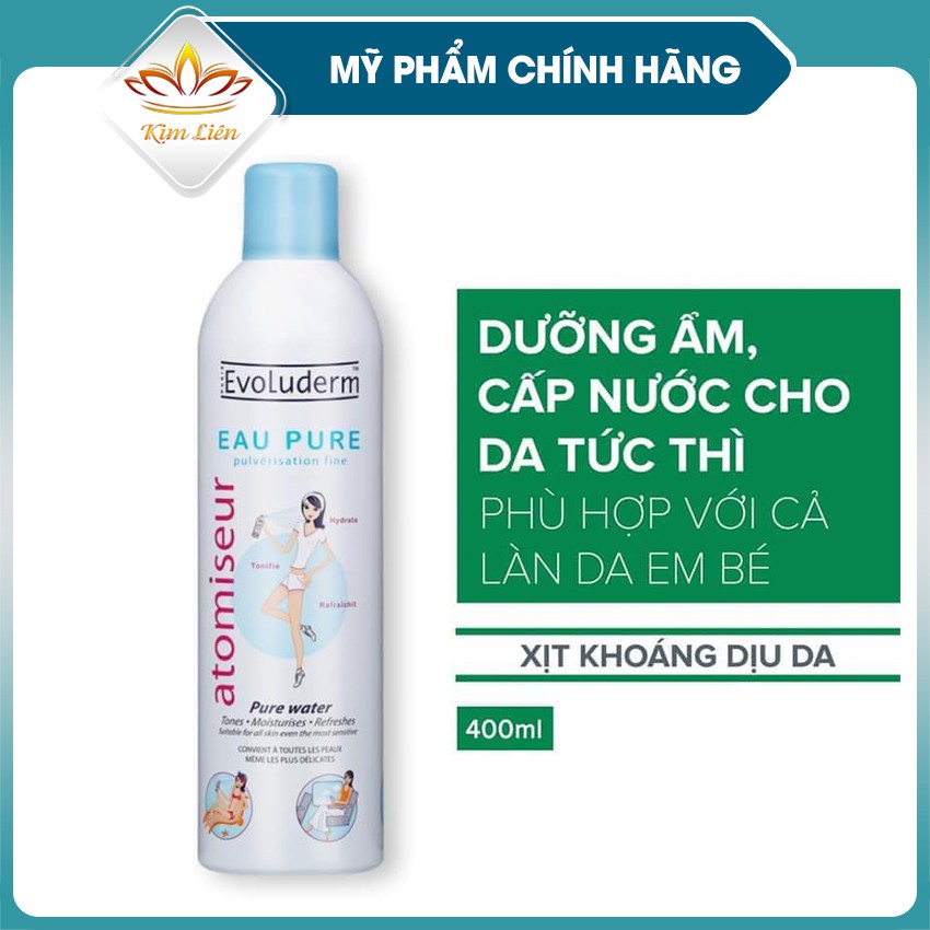 [Mã SKAMLTSM11 giảm 10% đơn 99K] Xịt khoáng Evoluderm Atomiseur Eau Pure Spray Mist 400ml