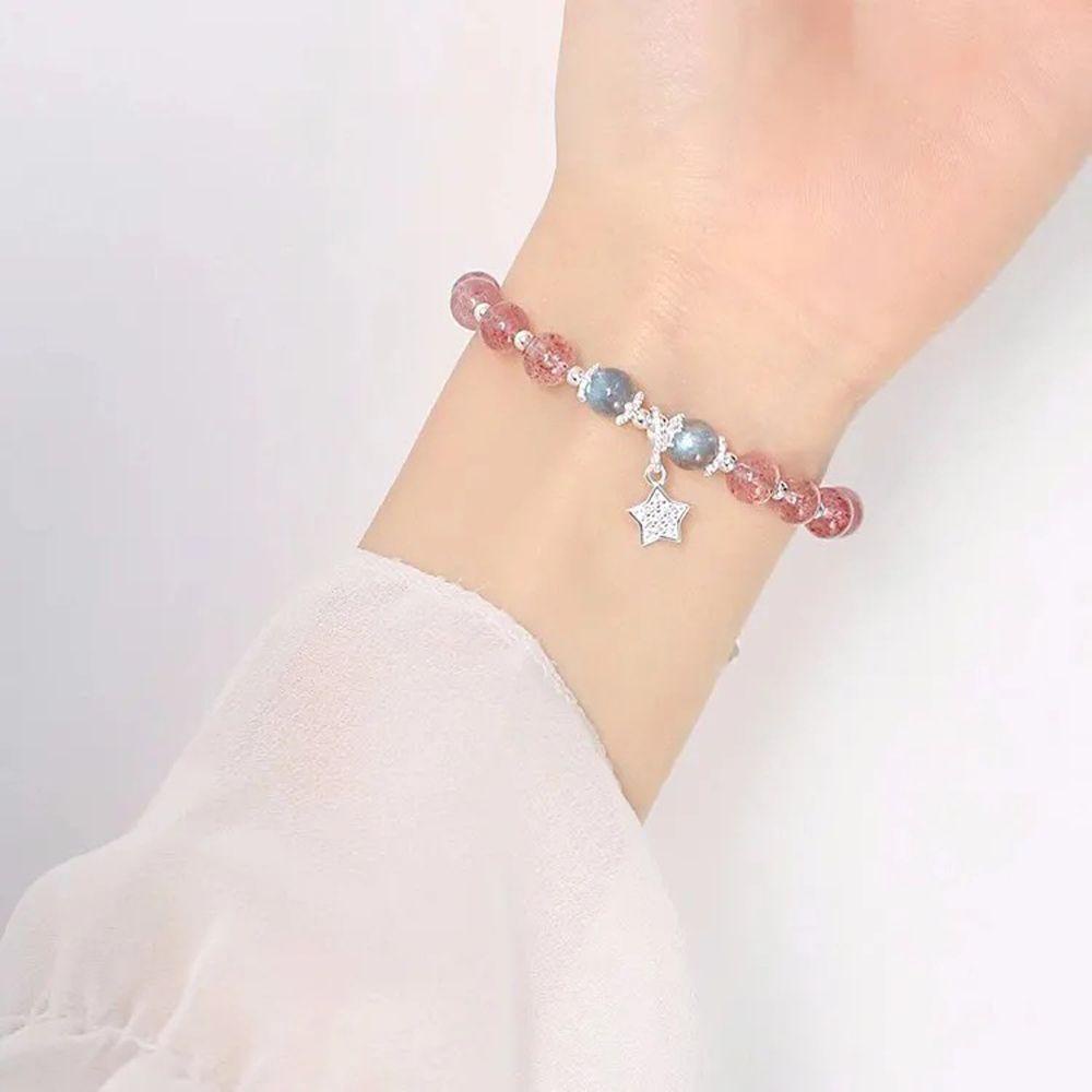 Quả Dâu Tây QQMALL|Vòng Tay Chuỗi Hạt Hình Ngôi Sao Thanh Lịch Cho Nữ