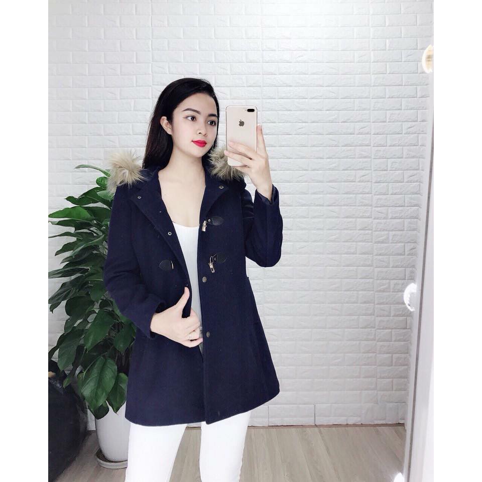 Áo khoác dạ có mũ lông - ASOS