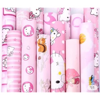 Combo giấy dán tường keo sẵn kitty hồng dành cho bé gái