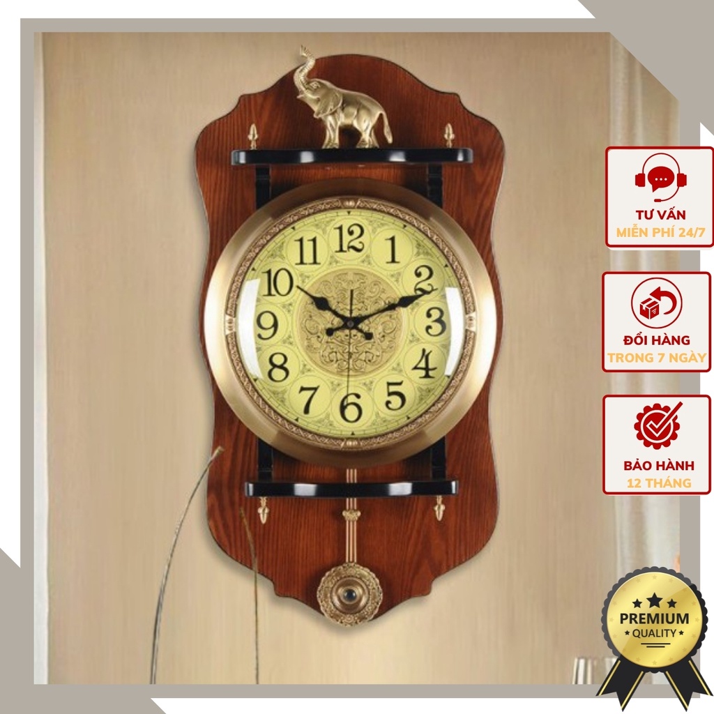 - Đồng hồ treo tường phong cách tân cổ điển tượng Voi cao cấp DHTT61