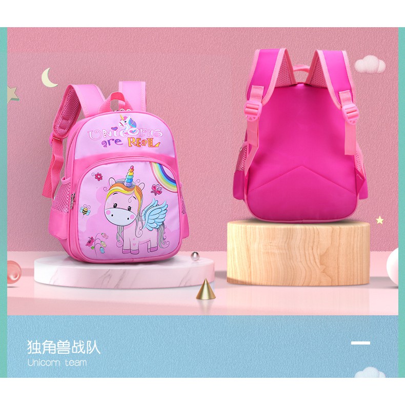 Balo mầm non cho bé trai bé gái từ 2 đến 5 tuổi in hình cô bé siêu quậy ngựa Pony người thép TE48