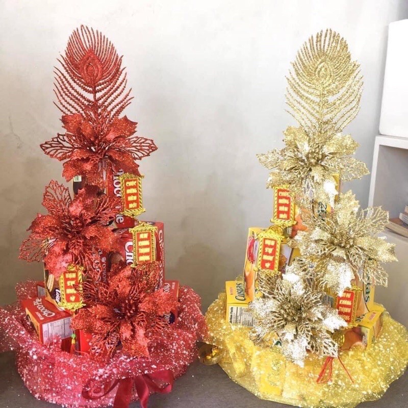 Set hoa trang trí tháp bánh có đế