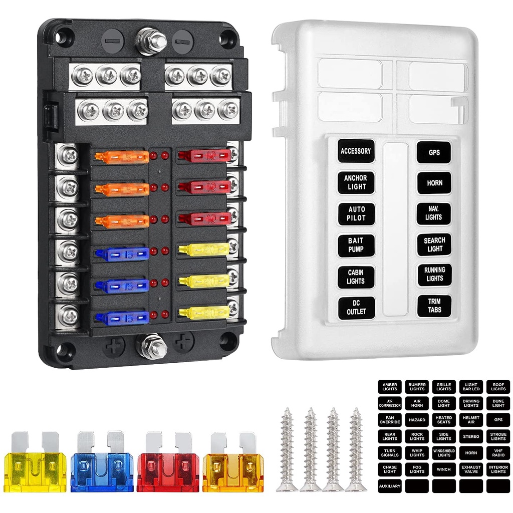 Hộp Cầu Chì 12 Chiều Lắp Cho Xe Tải, Tàu Thuyền, Xe Ô Tô