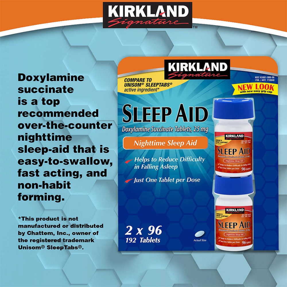 Kirkland Signature Sleep Aid viên ,Hỗ trợ ngủ ngon giấc 96 viên