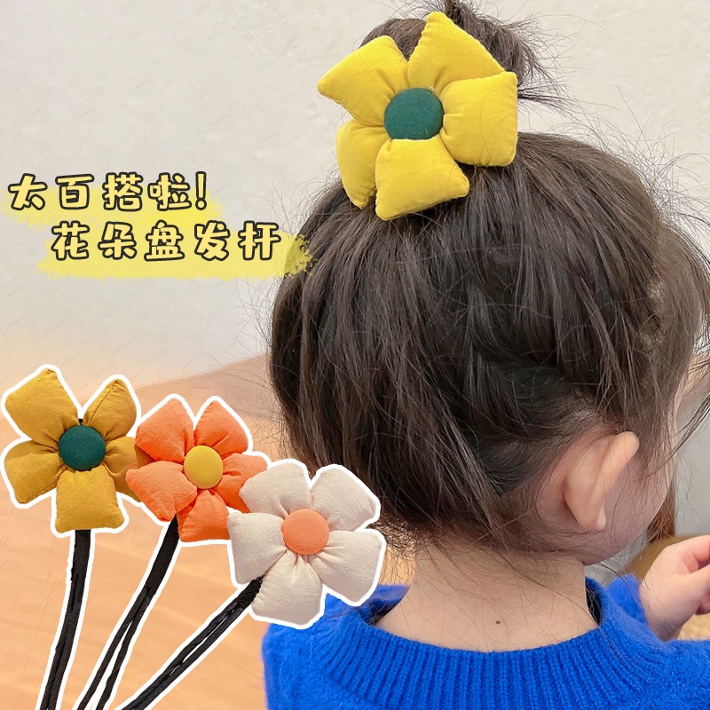 Dây Buộc Tóc Đính Hoa Dễ Thương Dành Cho Bé Gái Thời Trang Hàn Quốc