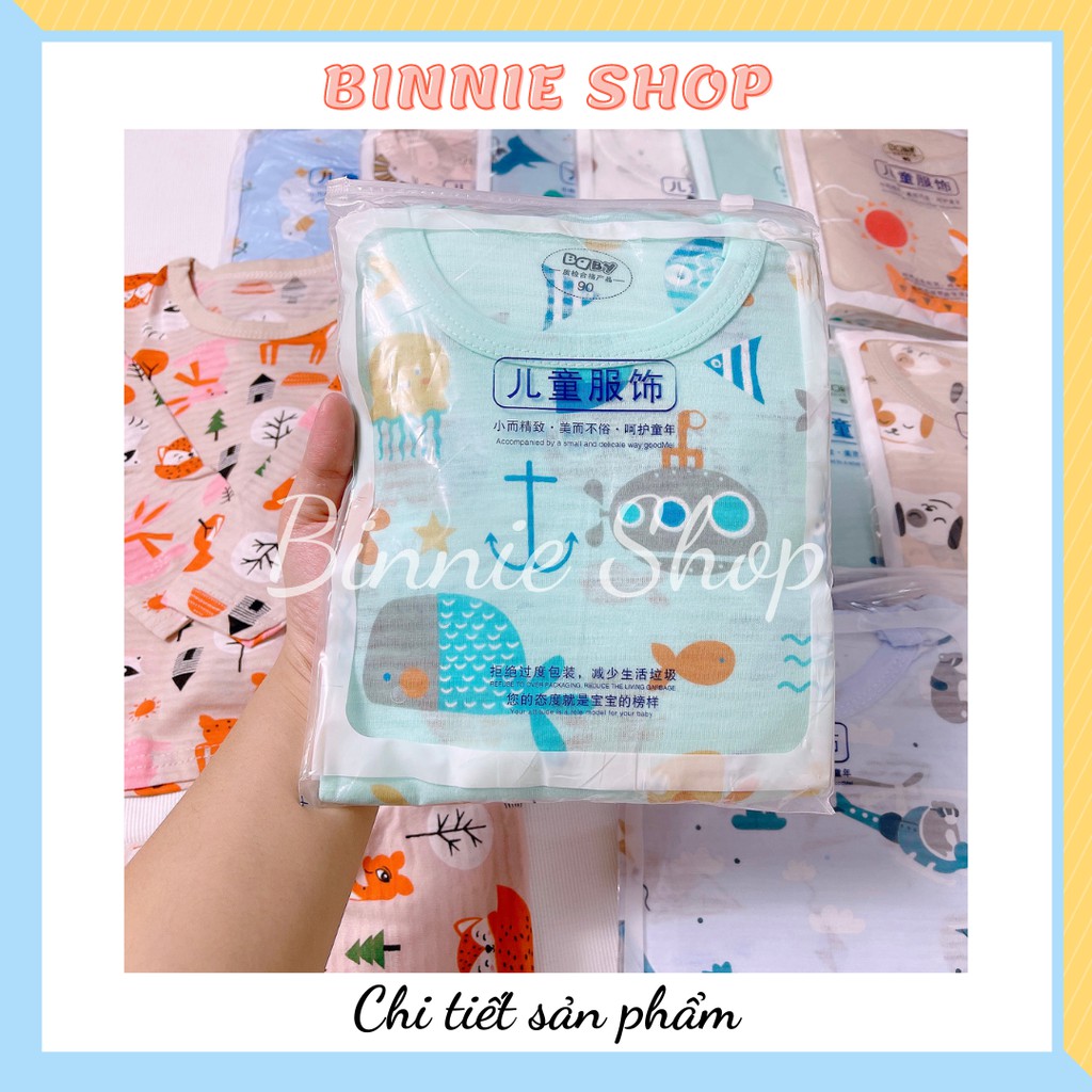 Bộ tay dài quần dài Quần áo trẻ em cotton sợi tre thoáng khí cho bé 8-21kg hàng quảng châu BINNIE SHOP BDT2