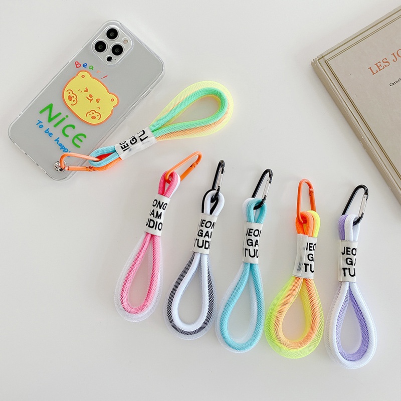 Dây đeo điện thoại móc khóa balo túi xách dạng lưới dạ quang nhiều màu sắc phong cách unisex KinoShop