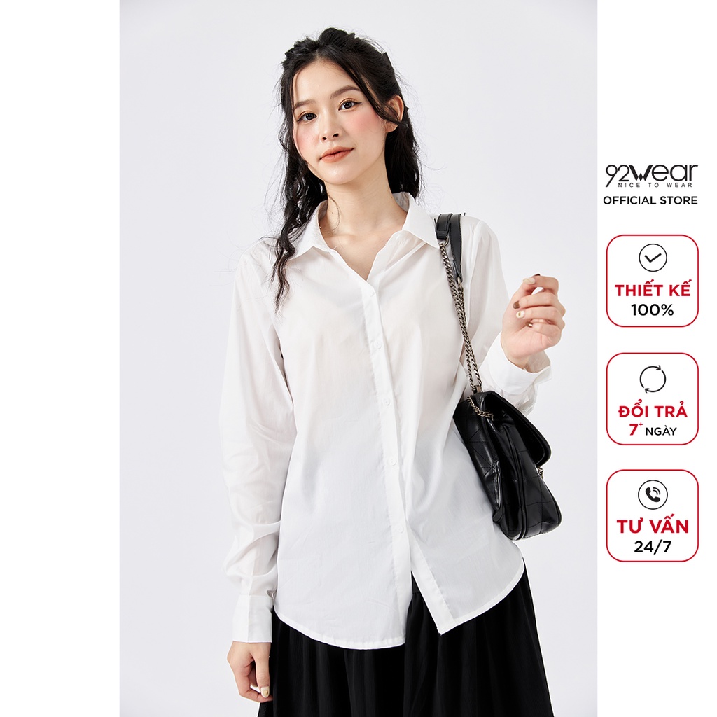 [Mã WABRH11 giảm 10% đơn 99K] Áo sơ mi trắng nữ dài tay công sở 92WEAR ASW1134 | BigBuy360 - bigbuy360.vn