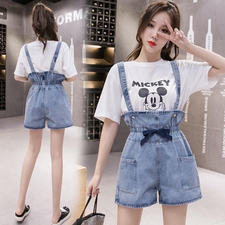 [HÀNG XỊN_CÓ TẶNG QUÀ] Quần yếm jean ngắn nữ YS13 vải dày, phong cách Hàn Quốc tặng kèm quà trị giá 10k