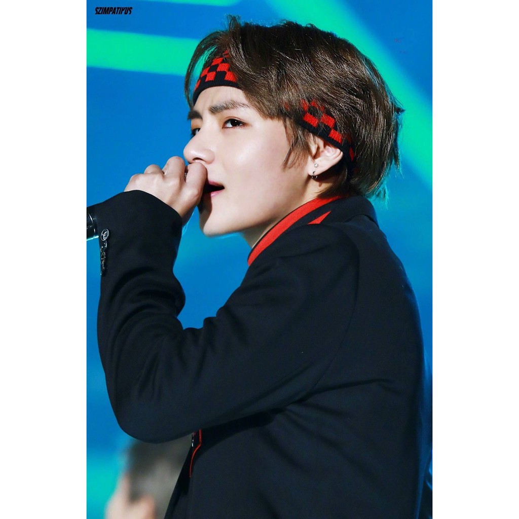 Băng đô Headband BTS JIN caro đỏ đen - ẢNH THẬT