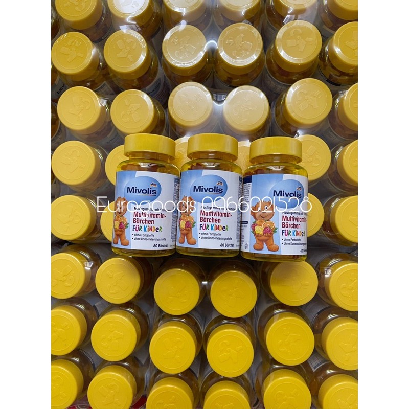 Kẹo bổ sung vitamin Mivolis ⚡ CAM KẾT CHUẨN AUTH ⚡ Kẹo gấu chip chip Mivolis lọ 60v gấu/ 120g chứa vitamin B1, B2, C, E