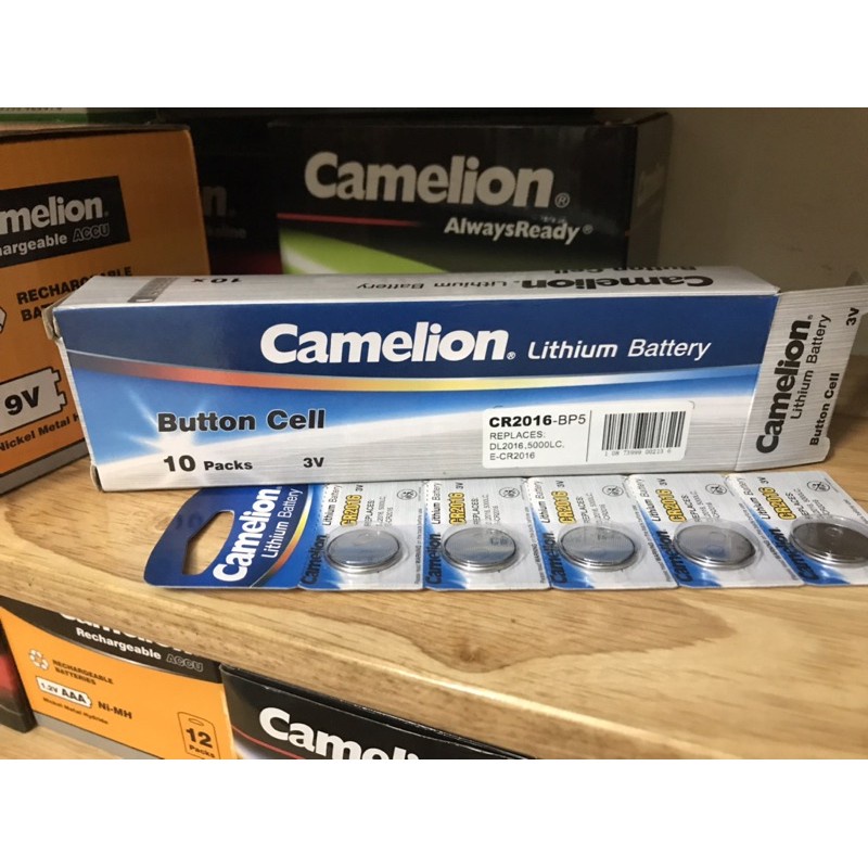 Pin cúc áo CR2016 Camelion Lithium 3V - Vỉ 5 viên chính hãng
