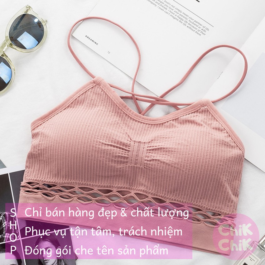 Áo tập gym nữ cotton dây đan chéo phong cách mới - ChikChik AL015