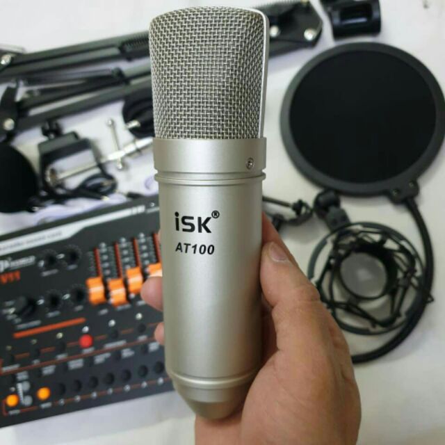 [Mã ELHACE giảm 4% đơn 300K] Combo bộ mic thu âm hát livestream ISK AT100 + sound card V11 + tặng tai nghe