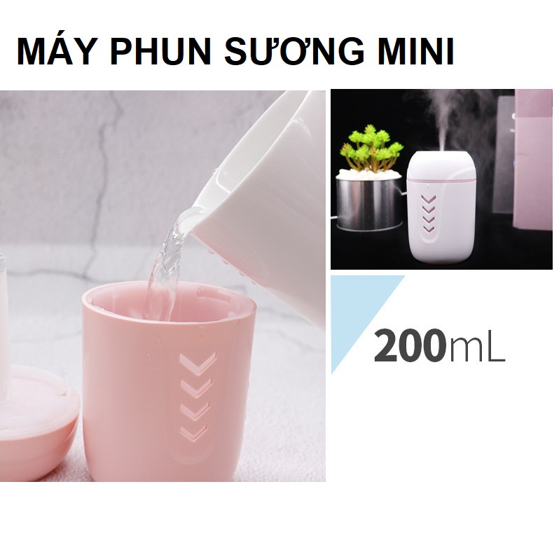 Máy tạo độ ẩm phun sương mini Buib HUMIDIFIER Khuếch Tán Tinh Dầu Có Đèn LED và quạt gió mini