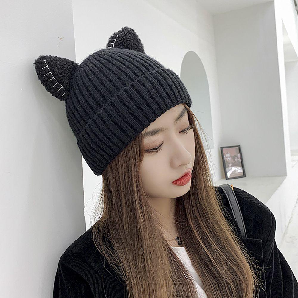 Mũ Beanie Tai Mèo Dễ Thương Thời Trang Mùa Đông Cho Nam Và Nữ