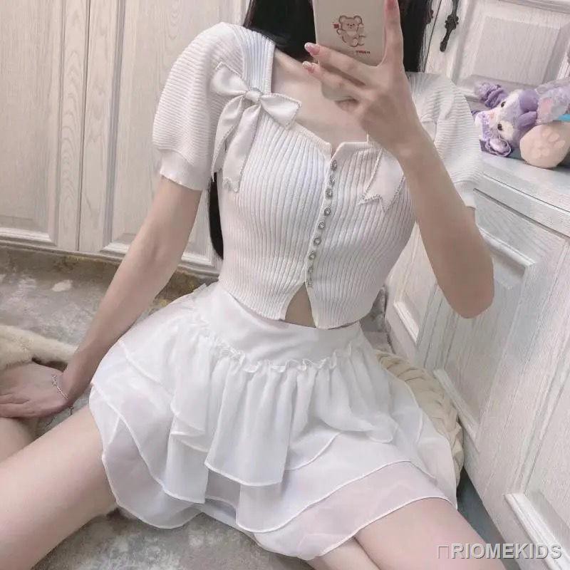 【Quà tặng miễn phí】Áo Cardigan Ngắn Tay Phối Nơ Xinh Xắn Dành Cho Nữ | BigBuy360 - bigbuy360.vn