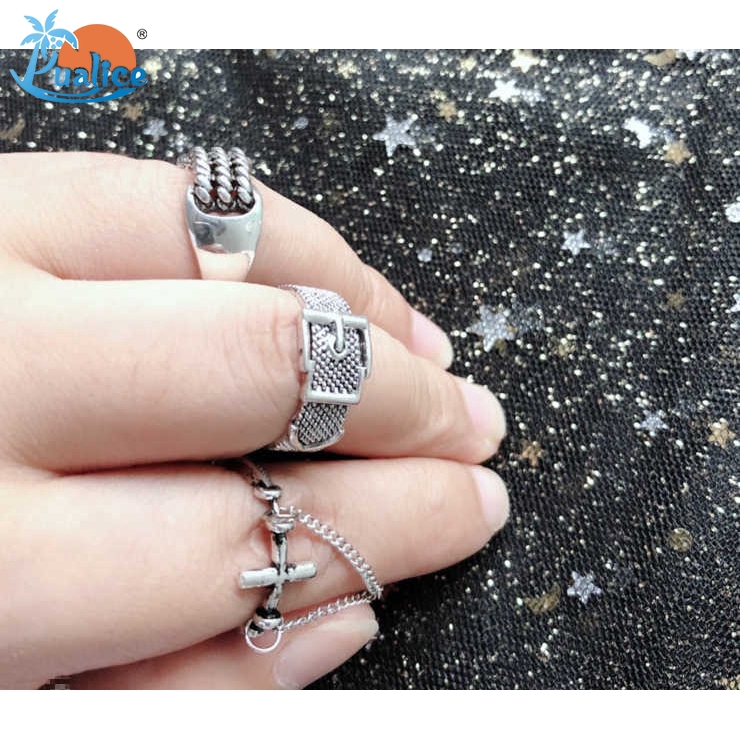 Creative retro ring Korean fashion men's and women's old belt head ring opening personality ring hand jewelry