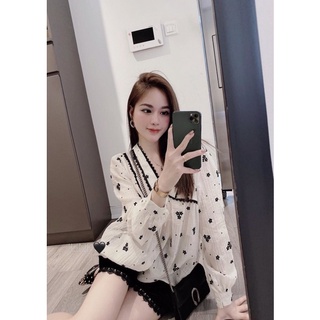 Sơ mi thiết kế cổ phối ren, áo sơ mi phối ren cổ xinh xắn