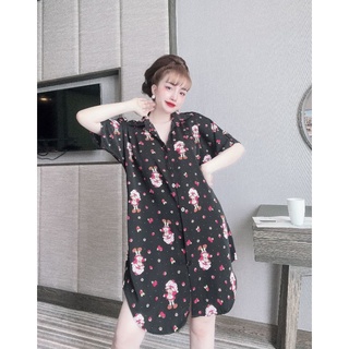 Đầm ngủ cổ sơ mi lụa Mango kèm quần xinh