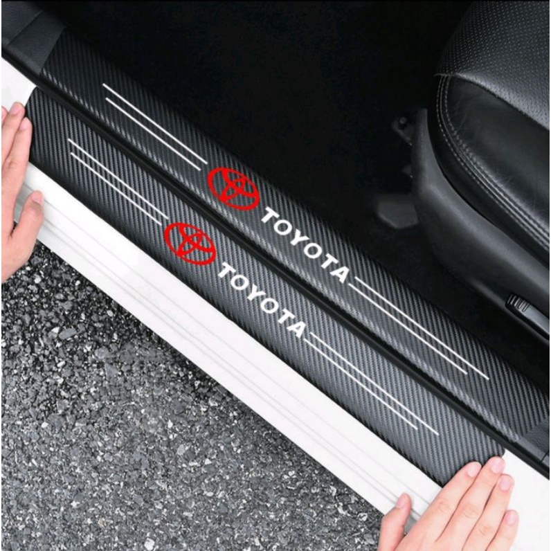 Nẹp dán Carbon chống trầy Bậc Cửa, nẹp chân, trầy cốp xe Logo TOYOTA Vios, Innova,Fortuner,Camry,Altis,Yaris,Avanza,Rush