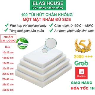 Túi hút chân không 1 mặt nhám, Bộ 100 túi hút chân không thực phẩm cao cấp một mặt nhám, đủ size