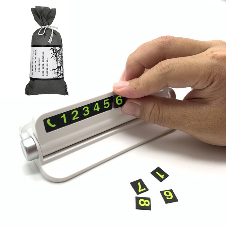 Thẻ số điện thoại đặt táp lô ô tô kiêm giá để điện thoại - Tặng 1 túi than hoạt tính khử mùi trên xe