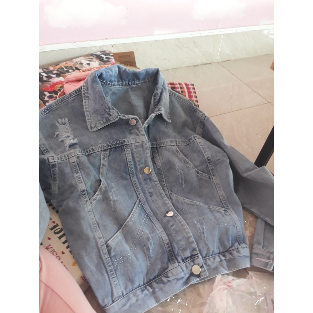 Áo khoác jean nữ kiểu chéo sau, áo khoác bò form lửng croptop chất vải denim dày dặn, cao cấp cực đẹp - Lari jean