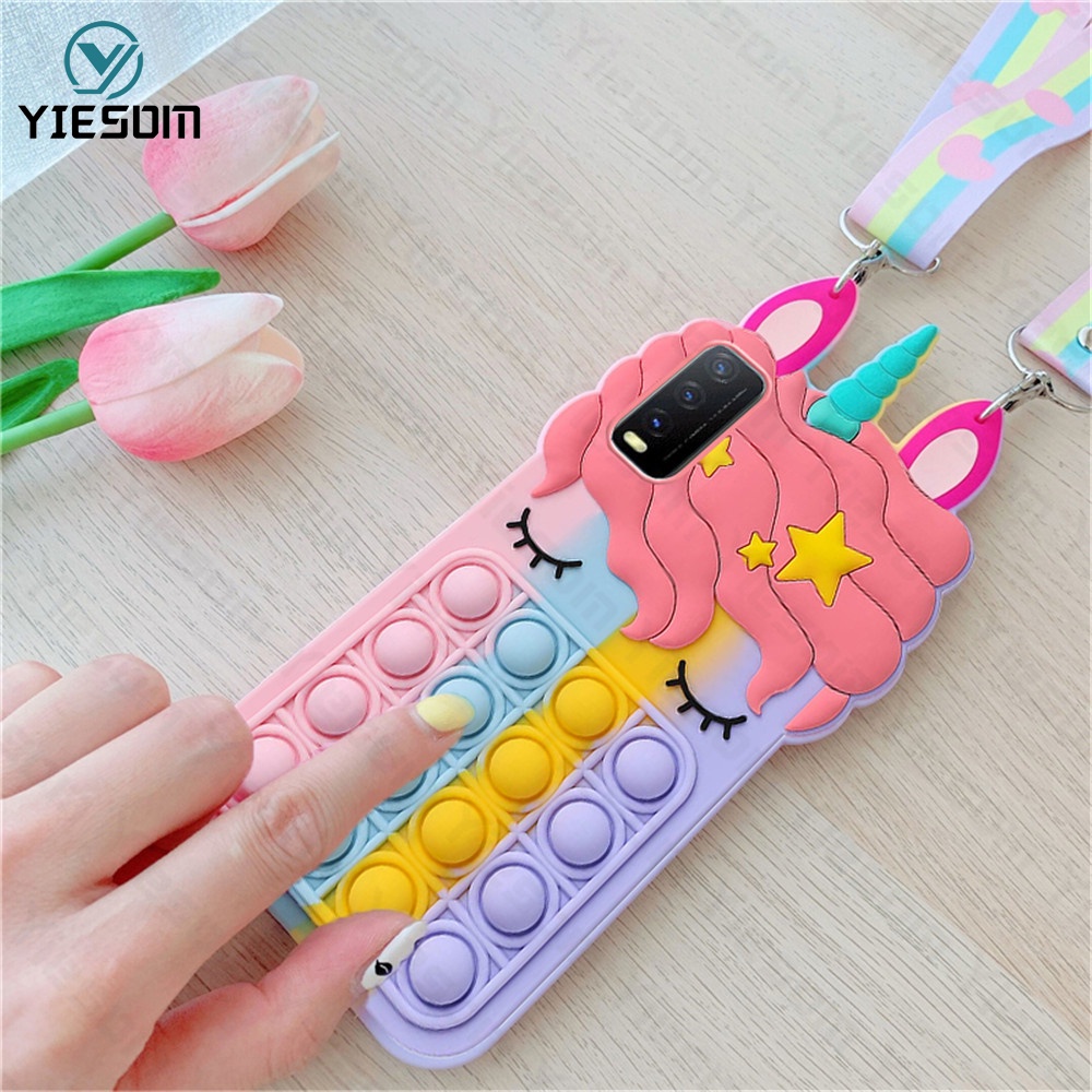 Ốp Điện Thoại Hình Kỳ Lân Có Dây Đeo Cho Vivo Y20 Y20S Y12S 2021 Y17 Y12 Y15 Y12i