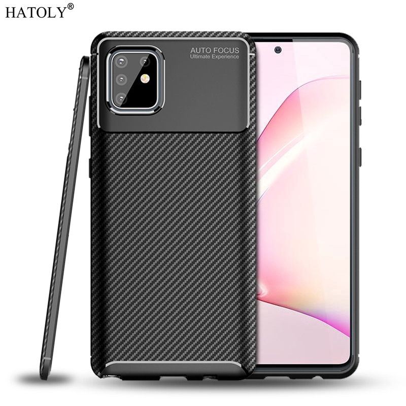Ốp điện thoại silicon phối sợi carbon mềm viền chống đá cho Samsung Galaxy Note 10 Lite