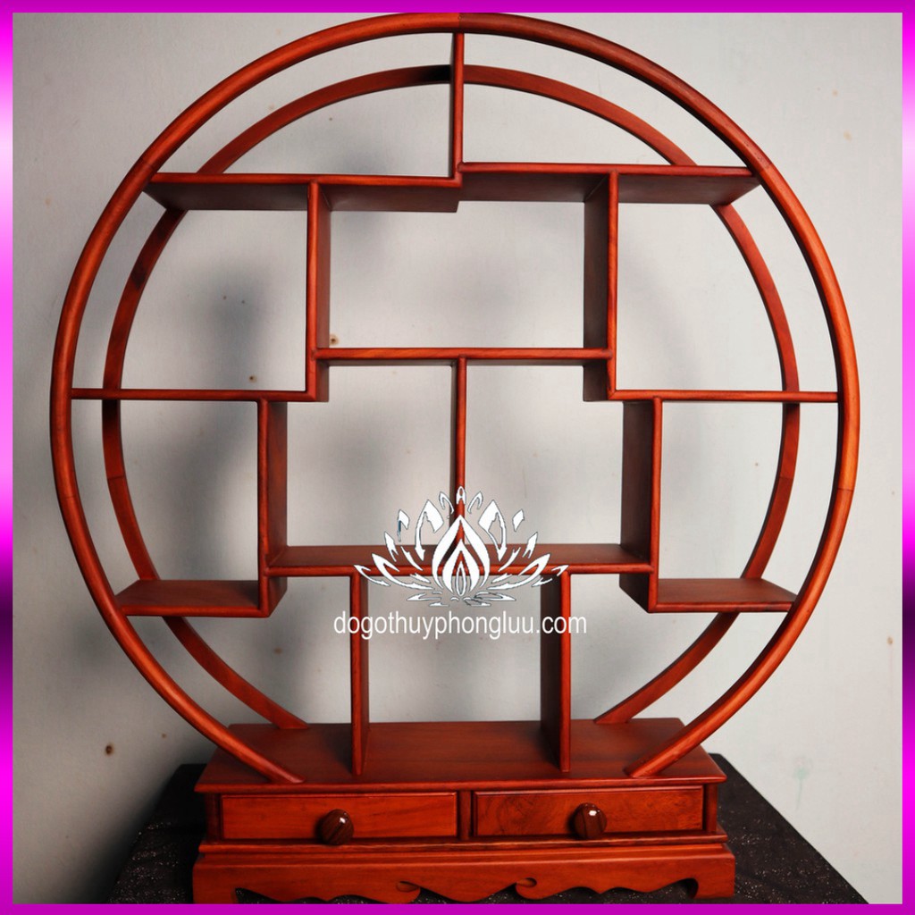 Kệ tròn kiểu mini gia dụng gỗ gõ cao cấp sang trọng 67x60 sâu 15