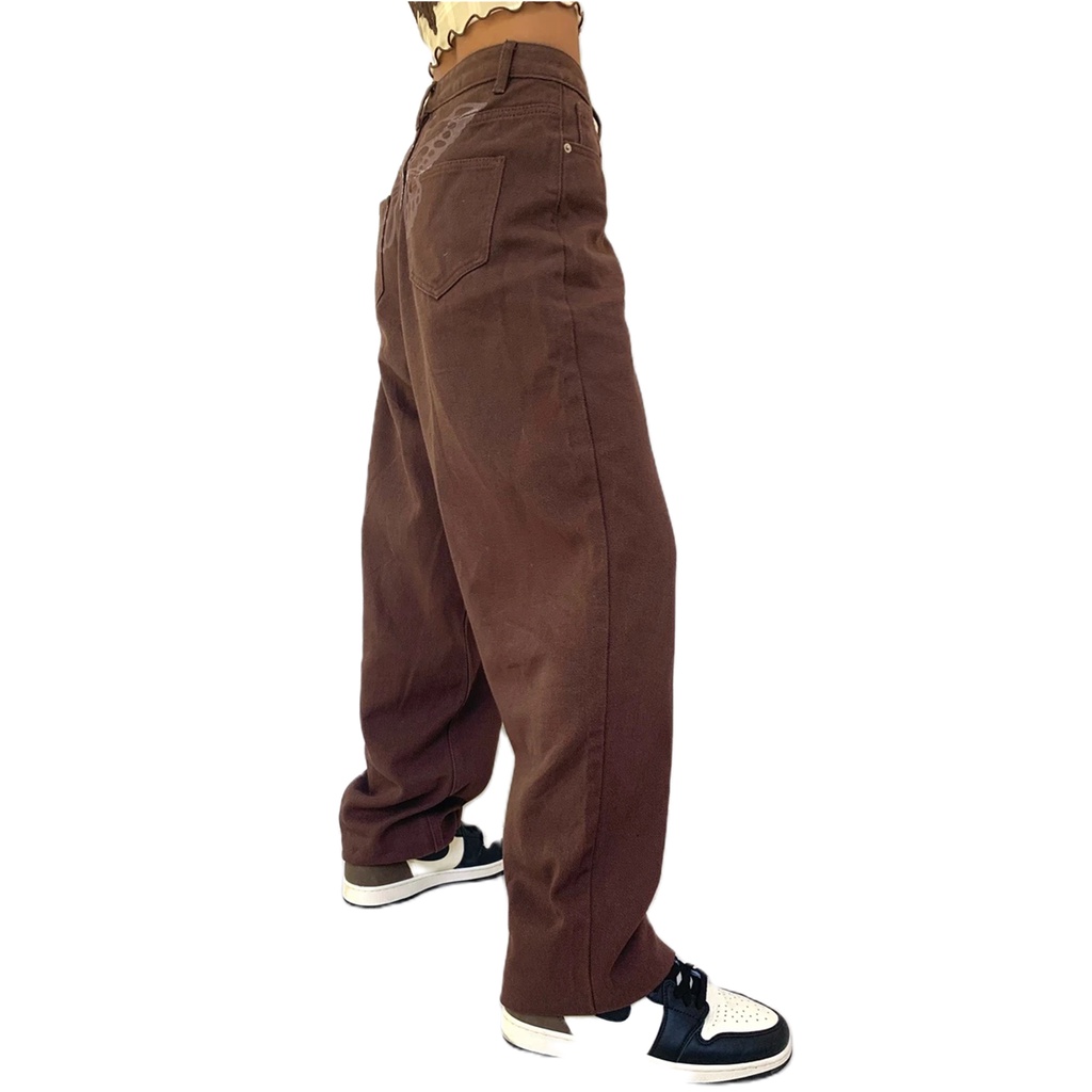 Quần jeans dài lưng cao họa tiết bướm thời trang cho nữ