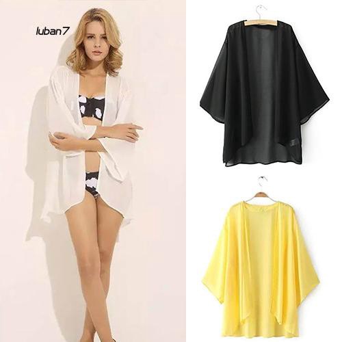 Áo khoác kimono voan in họa tiết hoa cách điệu thời trang dành cho nữ