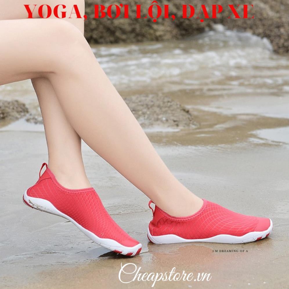 Giày đi bơi, giày đi biển, đế cao su co giãn, siêu ôm, chống  trơn trượt, bảo vệ chân màu hồng cam -h91