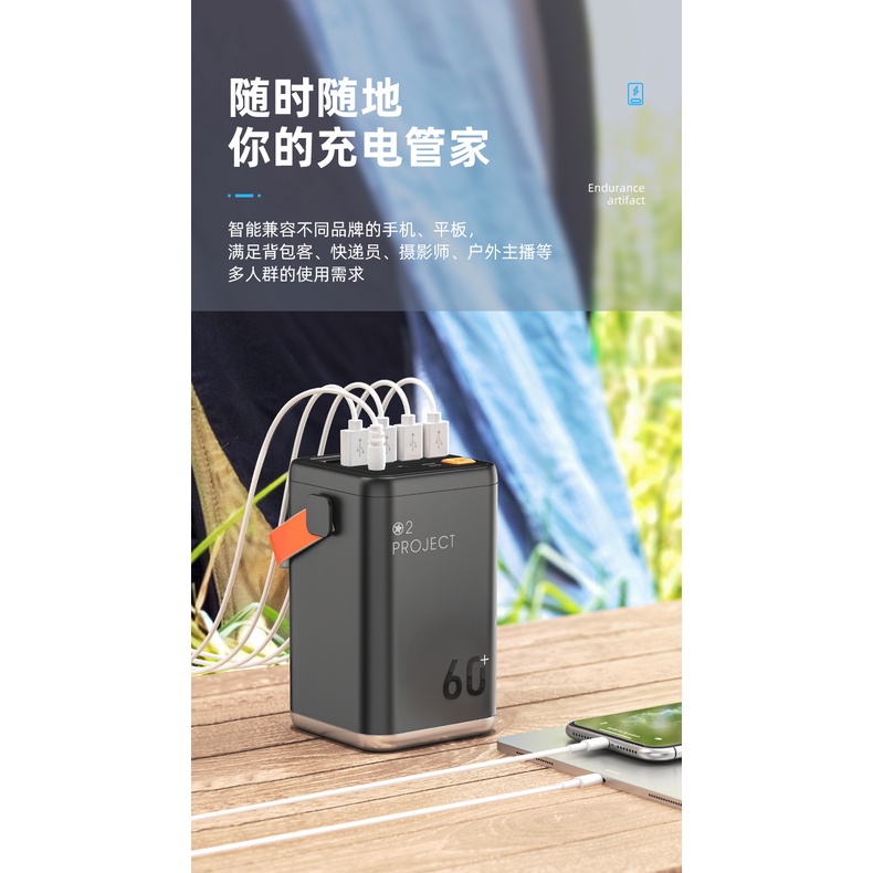 Pin sạc dự phòng công suất 60000 mAh Polyme BH 12 tháng.